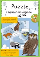 Vorschau - Spiele - Puzzle Spuren im Schnee Vorschule/Klasse 1 - Deckblatt