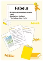 Vorschau - Arbeitsblätter - Fabeln - Erklärung, 1 Übung incl. Lösung "Der Rabe und der Fuchs" - Deckblatt