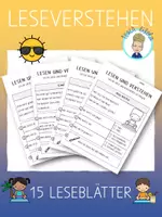 Vorschau - Unterrichtsreihen - Sätze lesen und verstehen | 15 sommerliche Leseverstehen (nur Grossbuchstaben) - Deckblatt
