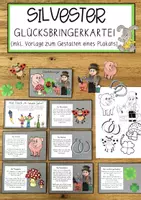 Vorschau - Unterrichtsreihen - Glücksbringer Kartei und Bilder - Silvester - Deckblatt