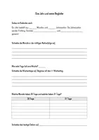 Vorschau - Arbeitsblätter - Das Jahr und seine Begleiter - Arbeitsblatt - Deckblatt