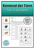 Vorschau - Arbeitsblätter - Karneval der Tiere - Tiere und Instrumente - Deckblatt