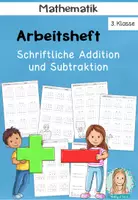 Vorschau - Arbeitsblätter - Schriftliche Addition & Subtraktion ZR 1000 | Mathe Arbeitsheft Klasse 3 - Deckblatt