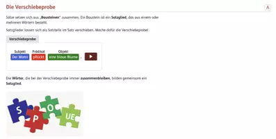 Vorschau - Arbeitsblätter - Die Satzglieder, Verschiebeprobe (interaktiv) - Seite 1