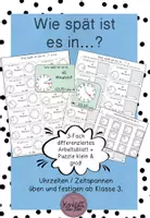 Vorschau - Arbeitsblätter - Uhrzeit / Zeitspannen üben ab Klasse 3 inkl. Lösung - Deckblatt