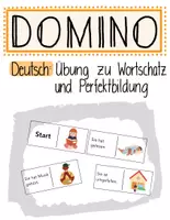 Vorschau - Stationenlernen - Zwei Dominos / Verben im Perfekt / Wortschatzerweiterung - Deckblatt