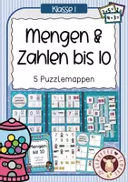 Vorschau - Unterrichtsreihen - 5 Puzzlemappen Zahlen & Mengen bis 10 - Deckblatt