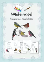 Vorschau - Mal- und Bastelvorlagen - Kunstprojekt: Wintervögel / Transparente Fensterbilder - Deckblatt