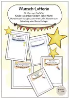 Vorschau - Arbeitsblätter - Wunsch-Lotterie - Wunschkarten zum Ausfüllen für Silvester/ Neujahr, Geburtstage, Schuljahresanfang, blanco - Deckblatt