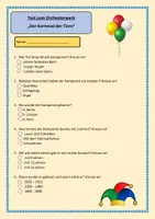 Vorschau - Arbeitsblätter - Test Karneval der Tiere 2. Klasse Musik - Deckblatt