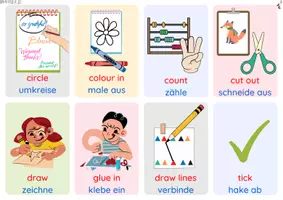 Vorschau - Arbeitsblätter - FLASHCARDS CLASSROOM VERBS mit Übersetzung - Seite 1