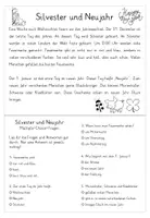 Vorschau - Text - Silvester und Neujahr: Lesetext mit Multiple Choice Fragen - Seite 1