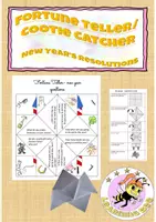 Vorschau - Stationenlernen - Fortune teller/ Cootie Catcher (Himmel und Hölle) – New Year's Resolutions - Deckblatt