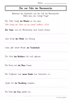 Vorschau - Arbeitsblätter - Arbeitsblatt Die vier Fälle des Namenwortes/Nomens - Fragen formulieren - Seite 1