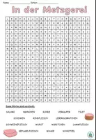 Aperçu - Feuilles d'exercices - Jeu de recherche "In der Metzgerei" Thème des achats - Allemand - Page de couverture