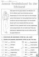 Aperçu - Feuilles d'exercices - Texte de lecture - Articles indéfinis à l'accusatif "Annas Großeinkauf in der Bäckerei" - Allemand - Page 2