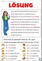 Aperçu - Feuilles d'exercices - Texte de lecture - Articles indéfinis à l'accusatif "Annas Großeinkauf in der Bäckerei" - Allemand - Page 3