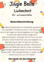Vorschau - Arbeitsblätter - Jingle Bells Lückentext: Weihnachtslied für Lese- und Hörverstehen in der Grundschule / Englisch / Klasse 3-4 - Seite 1