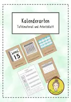 Vorschau - Arbeitsblätter - Kalender - Arten - Tafelmaterial und Arbeitsblatt - Deckblatt