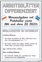 Vorschau - Arbeitsblätter - UMKEHRAUFGABE: Minusaufgaben mit Platzhalter vorne - ZR 20 - Seite 1