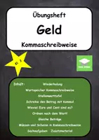 Vorschau - Unterrichtsreihen - Geld - Kommaschreibweise (Einführung, Übung oder Wdhl.) - Deckblatt