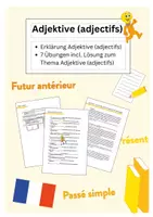 Vorschau - Arbeitsblätter - Adjektive (adjectifs) - Erklärung, 7 Übungen incl. Lösung - Deckblatt
