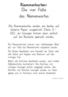 Vorschau - Stationenlernen - Klammerkarten - Die vier Fälle des Namenwortes/Nomens - Seite 1