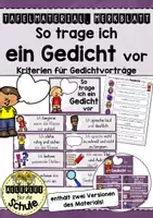 Vorschau - Poster - Gedichtvortrag Kriterien - Tafelmaterial und Merkblatt - Deckblatt