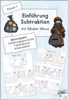 Vorschau - Arbeitsblätter - Einführung Subtraktion mit Räuber Minus - Deckblatt