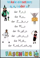 Vorschau - Arbeitsblätter - Vokale einsetzen "Fasching" DaZ / Deutsch Alphabetisierung - Deckblatt