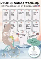 Vorschau - Spiele - Quick Questions: 100 Fragekarten für Sprechanlässe im Englischunterricht FrauCuppaTea - Deckblatt