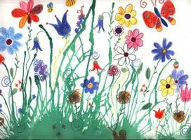 Vorschau - Arbeitsblätter - Fröhliche Blumenwiese im Kunstunterricht - Deckblatt