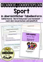 Vorschau - Lehrpläne/Lehrermaterial - Blanko-Jahresplan Sport in übersichtlicher Tabellenform - nach dem bayerischen LehrplanPLUS - Deckblatt