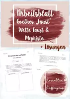 Vorschau - Stundenentwürfe - Goethes "Faust" - Analyse Wette Faust & Mephisto - Arbeitsblatt / Unterrichtsidee + ausführliche Lösungen - Deckblatt