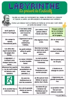 Aperçu - Feuilles d'exercices - Jeu du labyrinthe - Le présent de l'indicatif - Français - Page de couverture