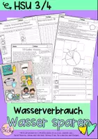 Vorschau - Arbeitsblätter - Wasser Wasserverbrauch Wasser sparen - Deckblatt