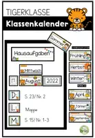 Vorschau - Poster - Klassenkalender - Tafelkalender - Hausübungstafel – Tigerklasse - Deckblatt