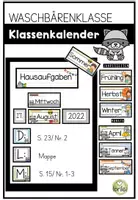 Vorschau - Poster - Klassenkalender - Tafelkalender - Hausübungstafel – Waschbärenklasse - Deckblatt