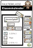 Vorschau - Poster - Klassenkalender - Tafelkalender - Hausübungstafel – Faultierklasse - Deckblatt