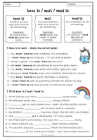 Vorschau - Arbeitsblätter - Must / Mustn't / have to / don't have to / need / needn't Worksheet - Seite 1