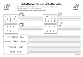 Vorschau - Arbeitsblätter - Rechtschreibung - Schüttelwörter & Schüttelsätze - Seite 1