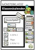 Vorschau - Poster - Klassenkalender - Tafelkalender - Hausübungstafel – Monsterklasse - Deckblatt