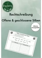 Vorschau - Arbeitsblätter - Rechtschreibung - Offene & geschlossene Silben - Deckblatt