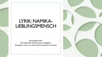 Vorschau - Arbeitsblätter - Lyrik Einstieg Namika Lieblingsmensch Kl. 7/8/9/10 - Deckblatt
