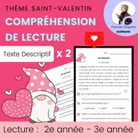 Aperçu - Feuilles d'exercices - Compréhension de Lecture Texte Descriptif ST VALENTIN - Page de couverture