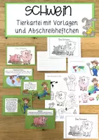 Vorschau - Stundenentwürfe - Tierkartei mit Abschreibheftchen - SCHWEIN - Deckblatt
