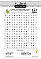 Vorschau - Arbeitsblätter - Märchen Suchsel Buchstabengitter FrauCuppaTea - Seite 1