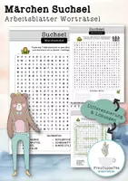 Vorschau - Arbeitsblätter - Märchen Suchsel Buchstabengitter FrauCuppaTea - Deckblatt
