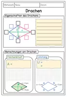 Vorschau - Arbeitsblätter - Merkblatt Drachen: Eigenschaften, Flächeninhalt und Umfang berechnen - Seite 2