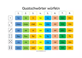Vorschau - Spiele - Pseudowörter - würfeln, schreiben, lesen - Seite 1